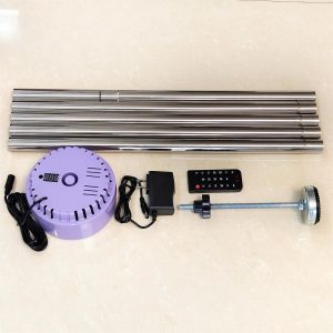 Ceiling Vibrator V3 complete kit with purple main unit, support rods, remote, power adapter and adjustable base